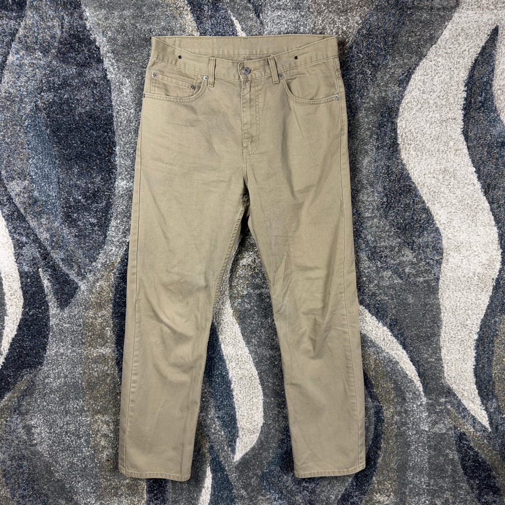 Levis 505 Men Vintage 2001 Regular Fit Straight Leg Khaki Tan Cotton Pants 33x32